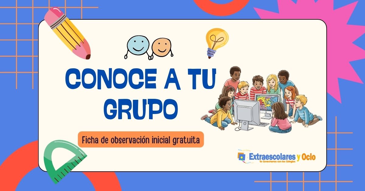 Monitor observando la participación de un grupo de niños