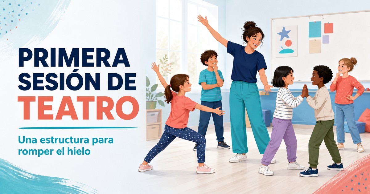 Primera sesión de teatro infantil Niños participando en la primera sesión de teatro infantil