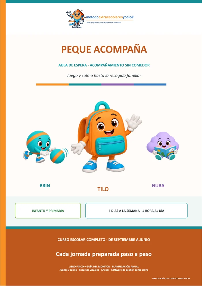 Portada de Peque Acompaña, método para organizar el Aula de Espera de septiembre a junio